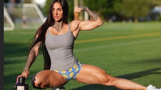 FBB Bakhar Nabieva InstagramBioAgeHeight Huge Biceps and arm wrestling [upl. by Sedruol]