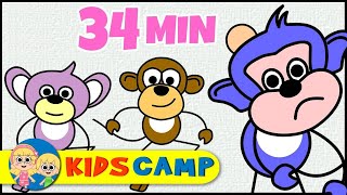 Five Little Monkeys  More Nursery Rhymes And Kids Songs by KidsCamp [upl. by Aderf]