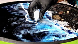 47 Black Beach w Ocean Waves Resin Art using REAL Sand Seashells amp Rocks [upl. by Venator]