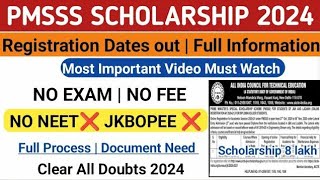 PMSSS Scholarship 2024  PM Scholarship Online Form Apply 2024 NSP Scholarship form apply 2024PMSS [upl. by Thirzia]