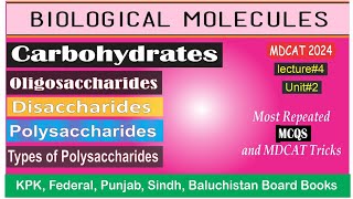 Oligosaccharides and PolysaccharidesMDCAT 2024Lecture4Unit2NEETUHSMDCAT [upl. by Egide]