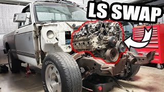 LS Swap S10 Build Installing the Junkyard 48L LS Into the Burnout Truck [upl. by Gaves677]