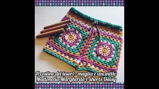 Mattonella Granny Margherita  Shorts Daisy TUTTE LE MISURE Idea riciclo filati  English Text [upl. by Ferdinanda]