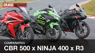 COMPARATIVO  DINAMÔMETRO  NINJA 400 x R3 x CBR 500R [upl. by Elenahc]