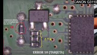 CANON G3110 ERROR 0 CUBIERTA ABIERTA ERROR 10 TARJETA ERROR E03ATASCO DE PAPEL CORREGIDO [upl. by Aneev]
