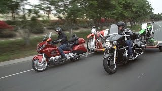 Bikes Towing Bikes Honda Gold Wing amp CRF250X vs Kawasaki Vulcan Voyager amp KX250F  ON TWO WHEELS [upl. by Jacqui803]