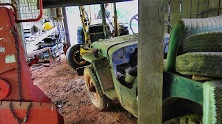 Willys Jeep rescue wedged in a barn for 30 yearslets try and lift it out [upl. by Delphinia]