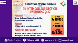 Election awareness quiz for college students organised by Chief Electoral Officer of Tamil Nadu [upl. by Aihsatan]