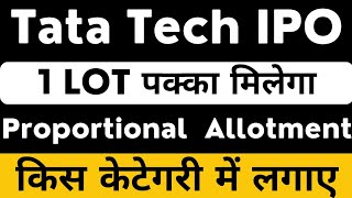 What is Proportional basic ipo allotment tata tech  Tata technologies ipo category selection [upl. by Veedis]