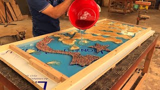 Woodworking Shows Love For Country  Table Made From Epoxy Glue With Map Of Vietnam [upl. by Silevi]