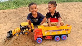 Kids Playing with Bruder JCB Unboxing Truck Toy  Loading soil In Dumper with JCB  CN Toys [upl. by Emaj]