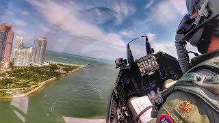 F16 Over the Shoulder Cockpit View  Airshow over South Beach Miami  Cockpit Audio [upl. by Ainer]