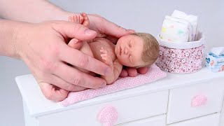 Bedtime Routine for Miniature Baby Bailey Tiny Silicone Reborn [upl. by Had]