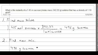 Molality to molarity pt2 [upl. by Yank]