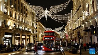 London Christmas light 2023 Walking Tour 4K [upl. by Anwad]