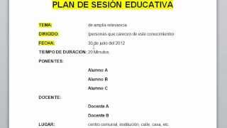 plan de sesion educativa [upl. by Nahgaem]