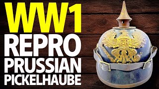 WW1 Imperial German Prussian Tin Helmet Review  Reproduction Chin Strap  Military Collectibles [upl. by Granniah261]