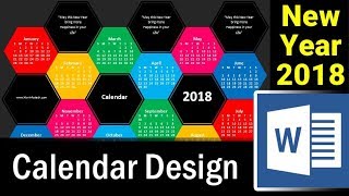 How to Design New Year Calendar 2018 in MS Word  Microsoft Word Tutorial [upl. by Nikolos]