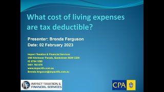 Tax deductible cost of living expenses [upl. by Roldan]