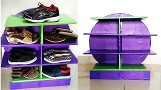 DIY Cardboard RackShoe rack from cardboardBest Space Saving Shoe rack idea from cardboard [upl. by Chiang18]