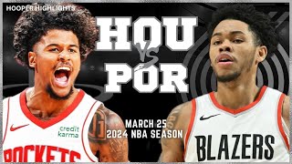 Portland Trail Blazers vs Houston Rockets Full Game Highlights  Mar 25  2024 NBA Season [upl. by Ailuig970]