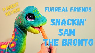 Snackin Sam Dinosaur Toy Review  FurReal Friends Snackin Sam The Bronto  Parent Review [upl. by Oalsecnew219]