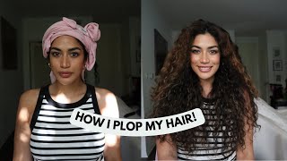 How I DRY my Hair  Plopping WavyCurly Hair [upl. by Goldshell]