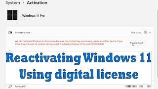 How to Activate Windows 11 using Digital License  Reactivate Windows After Hardware Change [upl. by Garlinda]