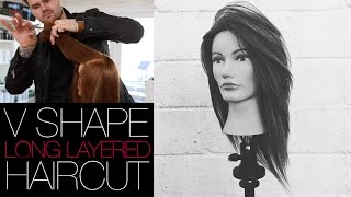 VSHAPED HAIRCUT  How To Cut A Long Layered V SHAPE Haircut  MATT BECK VLOG 22 [upl. by Halik831]