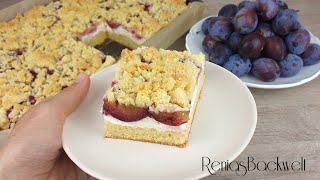 Einfacher Blechkuchen mit Zwetschgen Quark amp Streusel 🤗 [upl. by Shanda]