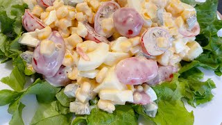 Salade simple aux œufs batavia tomates maïs et cornichons [upl. by Teragram75]