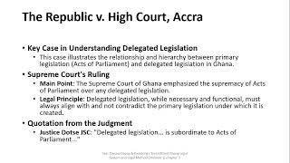 LLB and Ghana School of Law Exams Sources of Law in Ghana 3 Delegated Legislation [upl. by Neelyhtak819]