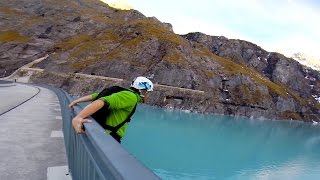 CAUTION Damn Dam BASE Jump  WRONG SIDE [upl. by Shanie266]