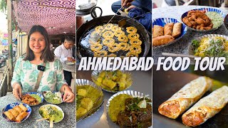 Best AHMEDABAD Street Food  Jalebi Fafda Dal Pakwan Snacks Frankie amp More [upl. by Ymas]