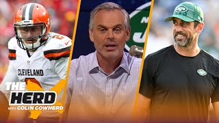 Rodgers Jets make Hard Knocks debut Johnny Manziel says he watched zero film in NFL  THE HERD [upl. by Christan]