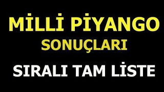 2019 Milli Piyango Sıralı Tam Liste TÜM SONUÇLAR [upl. by Tressia]