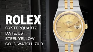 Rolex Oysterquartz Datejust Steel Yellow Gold Watch 17013 Review  SwissWatchExpo [upl. by Ulrikaumeko]