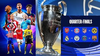 UEFA champions league quarterfinals draws  Real Madrid vs Manchester City PSG vs Barcelona  UCL [upl. by Willdon460]