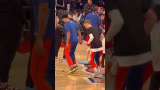 The Nova Boys warming up for the New York Knicks vs Detroit Pistons Josh Hart at the end 😂 [upl. by Fleece730]