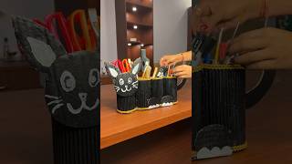 Cat shaped diy pen holder shorts youtubeshorts viral diy trending best easy make penholder [upl. by Anitsirt]