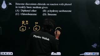 Benzene diazonium chloride on reaction with phenol in weakly basic medium gives [upl. by Kerrill]