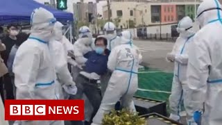 Clashes in Shanghai China over Covid lockdown evictions – BBC News [upl. by Carolin]