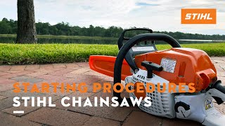 Starting Procedures for STIHL Chain Saws  STIHL Tips [upl. by Rengia]