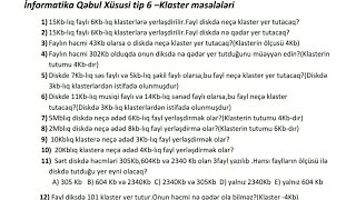 İnformatika Qəbul Klaster məsələləri Xüsusi tip 6💥 [upl. by Naziaf288]