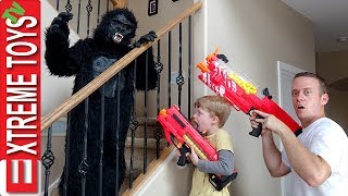 Ethan Vs Cole Nerf Blaster Gorilla Costume Attack Madness [upl. by Loginov456]