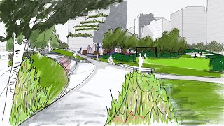 Landscape Sketching  Park Visualization Time Lapse Procreate [upl. by Viviana134]