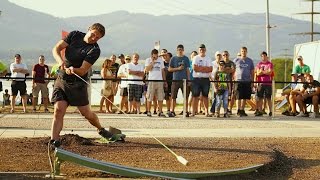 Farmers Golf competition in Switzerland  Red Bull Hornussen [upl. by Eyllom]