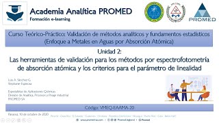 VMEQEAAMA202 Herramientas de validación para métodos por EAAGFA y criterios para la linealidad [upl. by Ahtelahs]