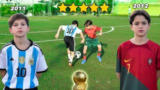 Mini MESSI vs Mini RONALDO  Chi è più FORTE PALLONE DORO DEI BAMBINI [upl. by Reinnej]