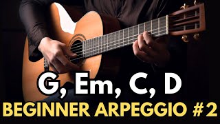 Easy Fingerstyle Arpeggio Pattern  G Em C D Chords  Free PDF Download [upl. by O'Donovan]